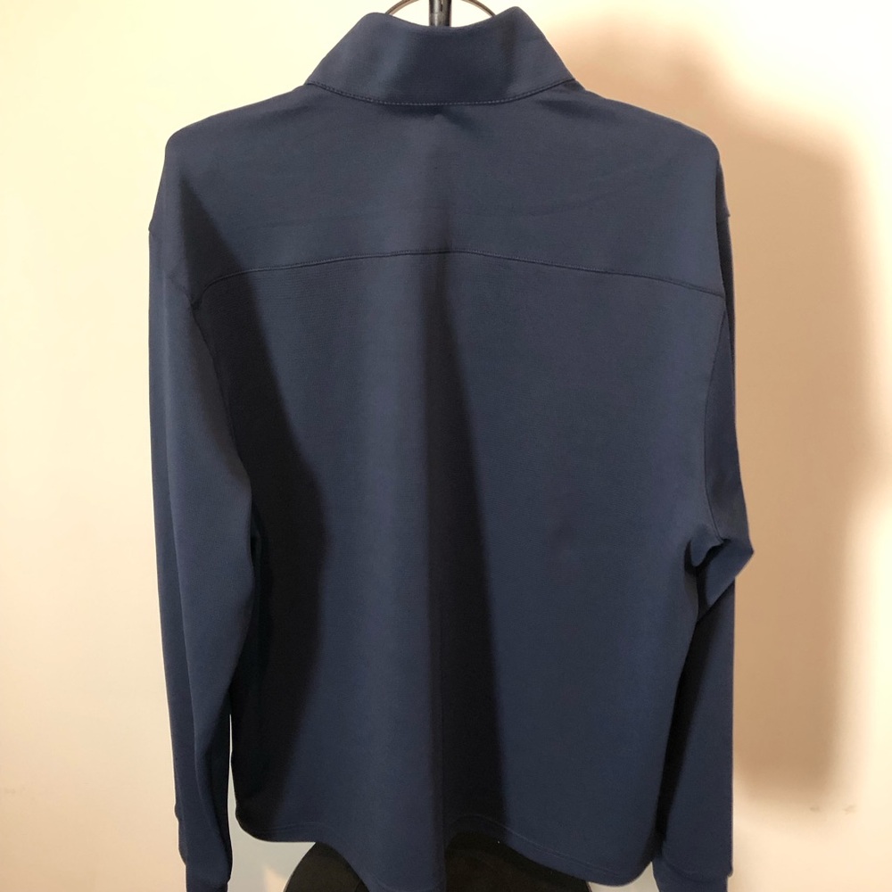 Greg Norman Collection Navy Blue Quarter-Zip Pullover with Shark Logo - Picture 2 of 3